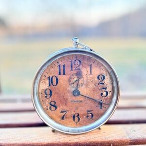 Vintage Rouser Wind Up Alarm Clock 1930s-40s Mechanical Farmhouse Decor